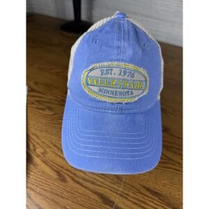 Valleyfair‎ Minnesota Hat Cap Strap Back Blue Tan Trucker Patch Embroidered Mens
